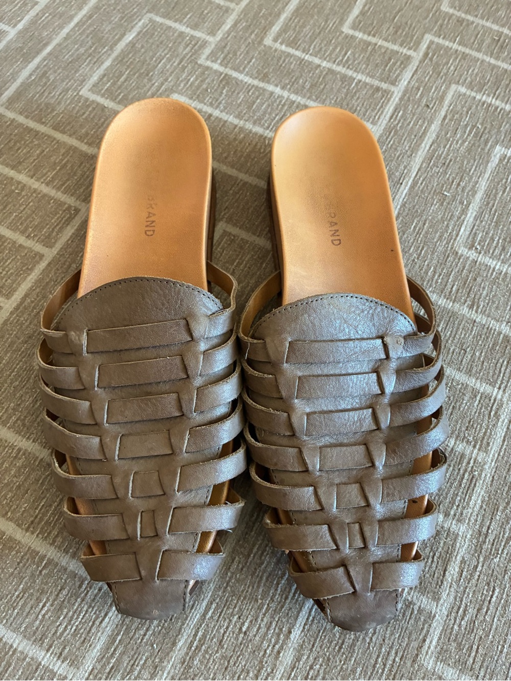 Woven Leather Slide Sandals